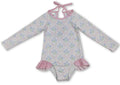Long sleeves bow floral baby girls one piece swimsuit