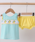 Lemon Smocked Bow Bloomer Set