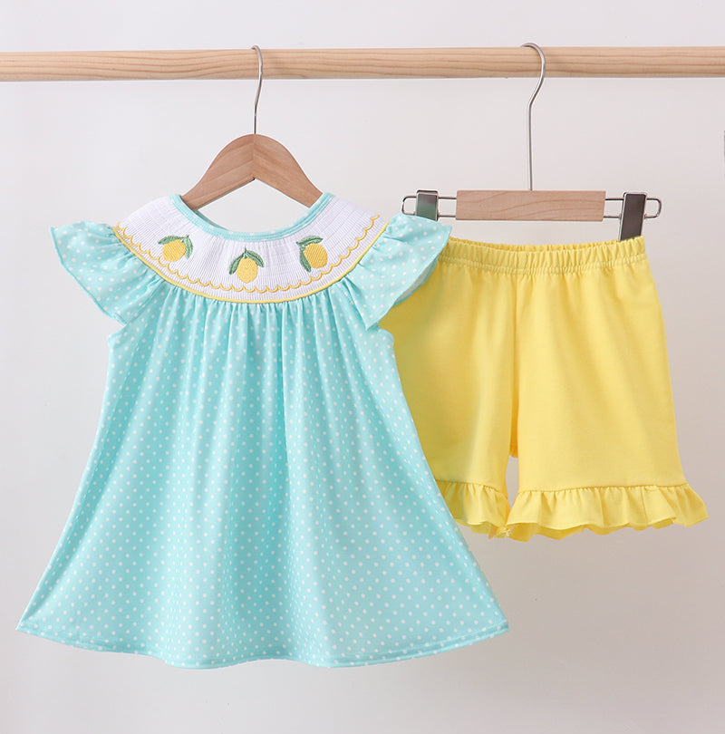 Summer Lemon Smocked Ruffle Set