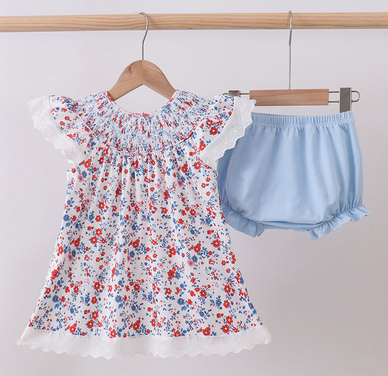 Floral Smocked Bloomer Set