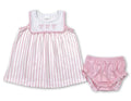 Pink bow stripe bummies set