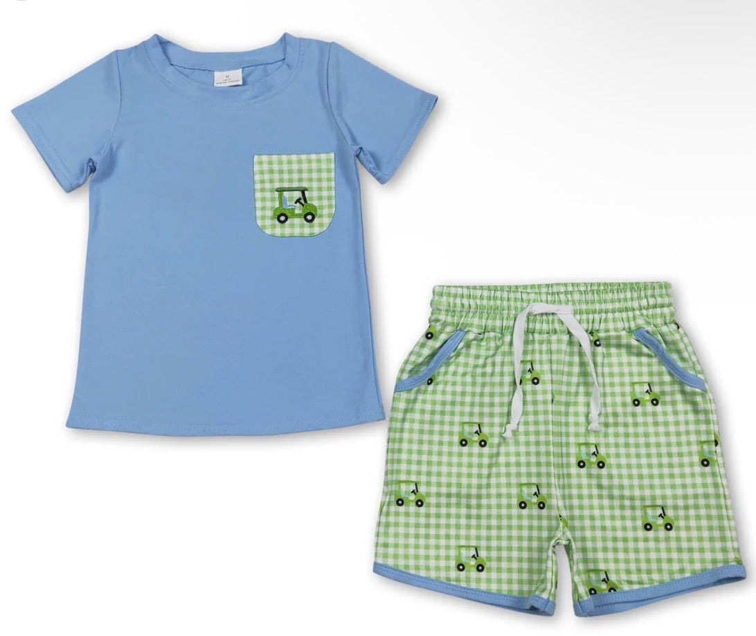 Plaid golf cart short set