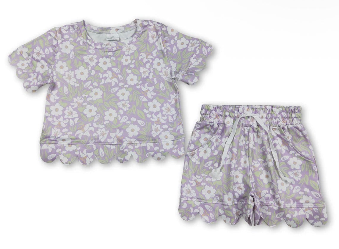 Lavender white floral scallop