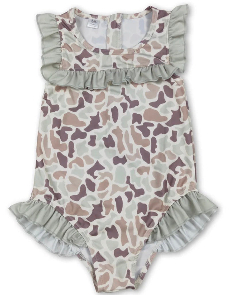 Ruffle camo swimsuit