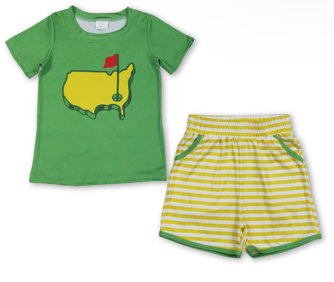 Green stripe short golf set